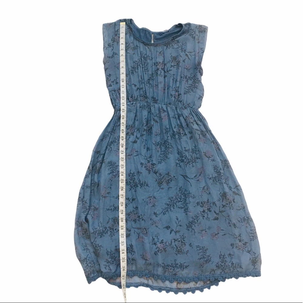 GIULIA 100% Silk Made in Italy Blue Boho Dress L - Picture 7 of 11